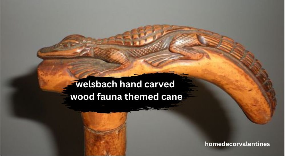 Welsbach hand carved wood fauna themed cane